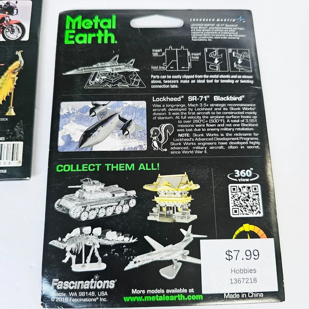 Metal Earth 3D Steel Model Kit Lot of 3 Kawasaki Freightliner SR-71 Blackbird